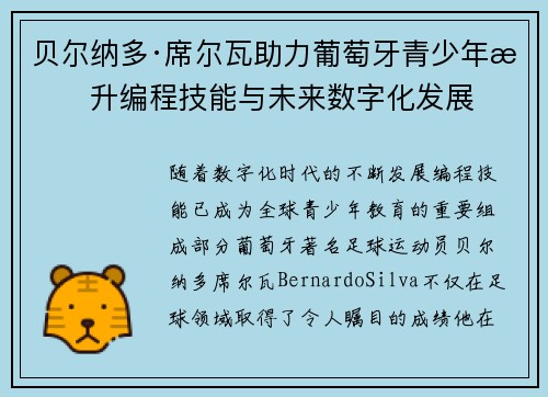 贝尔纳多·席尔瓦助力葡萄牙青少年提升编程技能与未来数字化发展